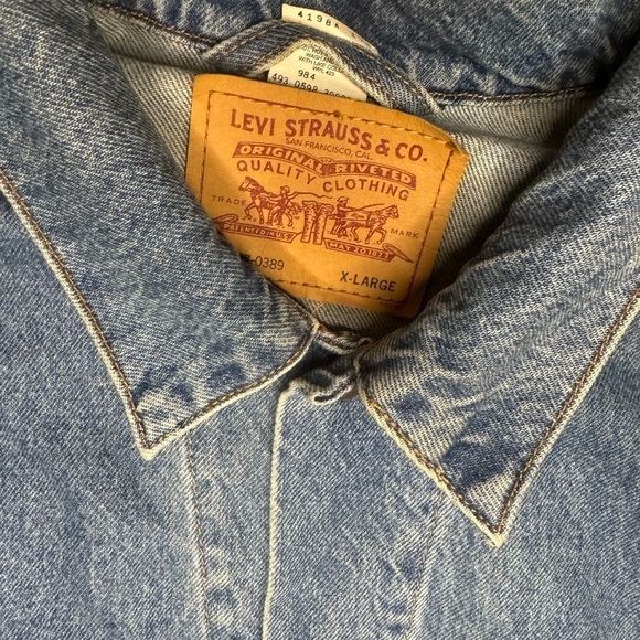 Levis Strauss Red Tab Jean Denim Trucker Jacket Mens sz XL Vintage 90s W… - Picture 4 of 11